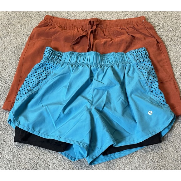 HYFVE Pants - Lot Of 2 Womens Shorts Sz S/M HYFVE Xersion Chino Running Brown Blue Athleisure